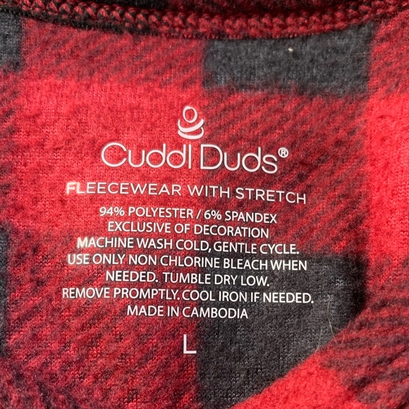 3/$10 Cuddl Duds Women’s red & black Plaid Fleece wear Top Size Large - Picture 6 of 7